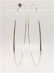 .925 Silver Large Thin Hoop Earrings 3-1/2